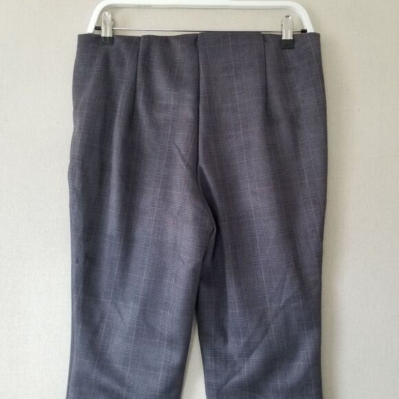 Tahari Faux Suede Pants Pull On Slim Leg Gray Plaid Size M Tummy Control New - Picture 4 of 11